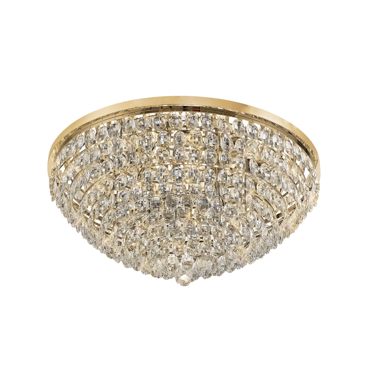 Diyas IL32819 Coniston Flush Ceiling 15 Light French Gold Crystal