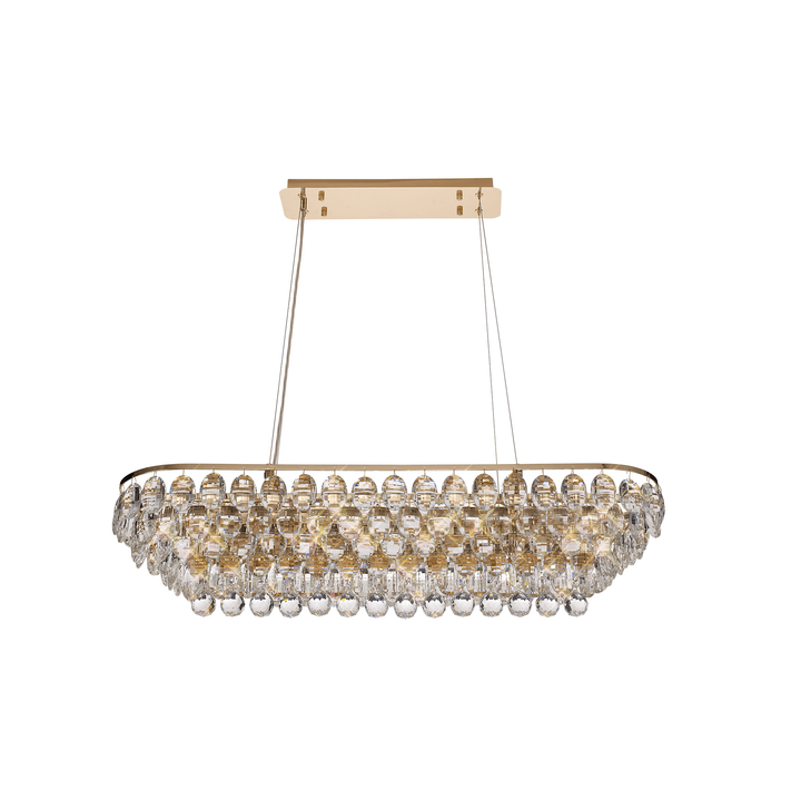 Diyas IL32821 Coniston Linear Pendant 8 Light French Gold Crystal