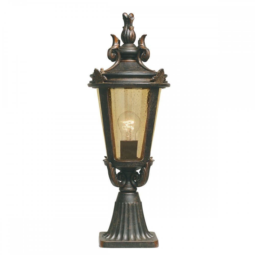 Elstead BT3/M Baltimore One Light Medium Pedestal Lantern Weathered Bronze