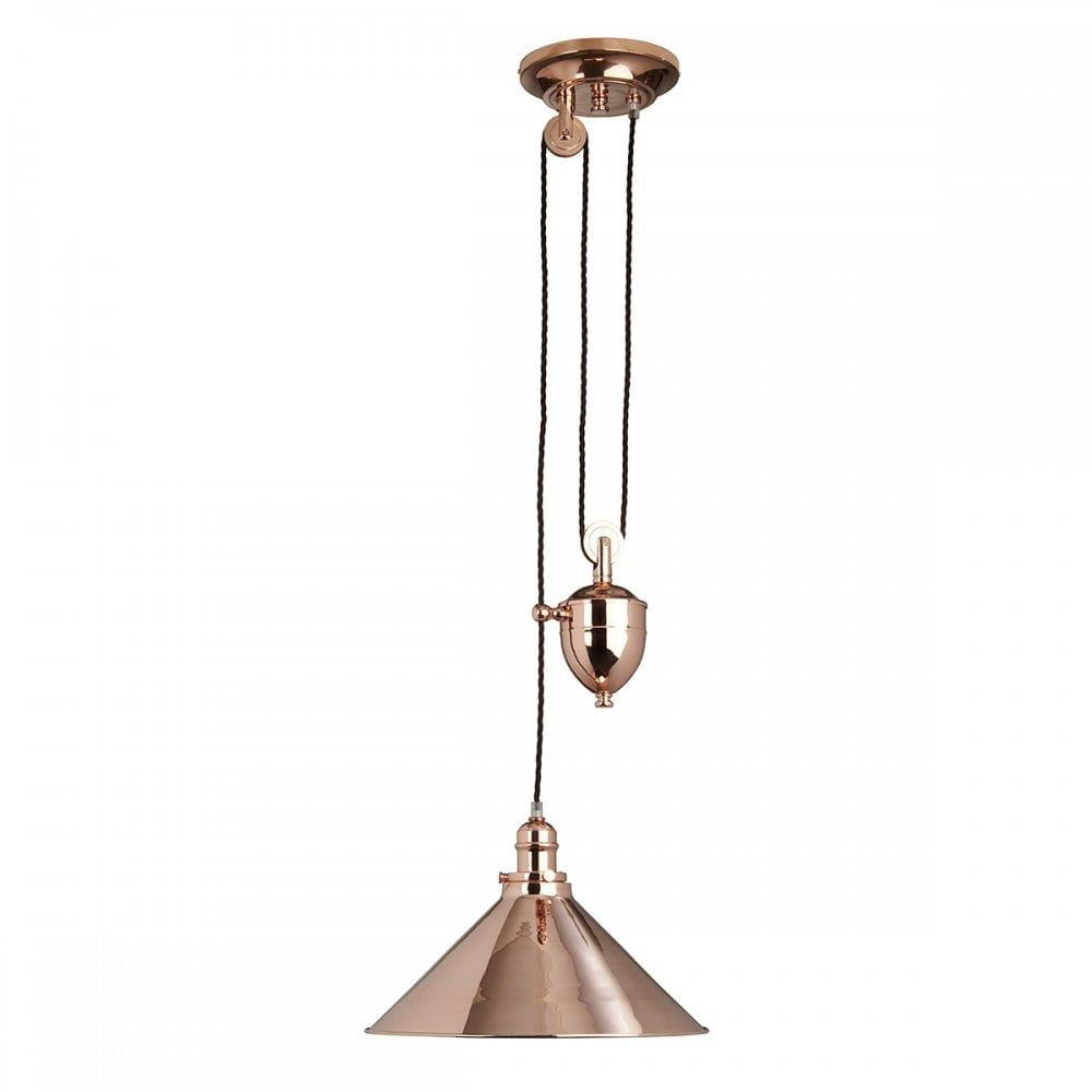 Elstead PV/P CPR Provence 1 Light Rise and Fall Pendant Polished Copper