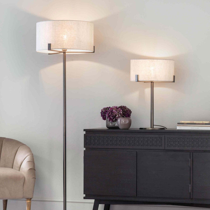 Endon 72631 Hayfield 1 Light Table Lamp Bronze Linen