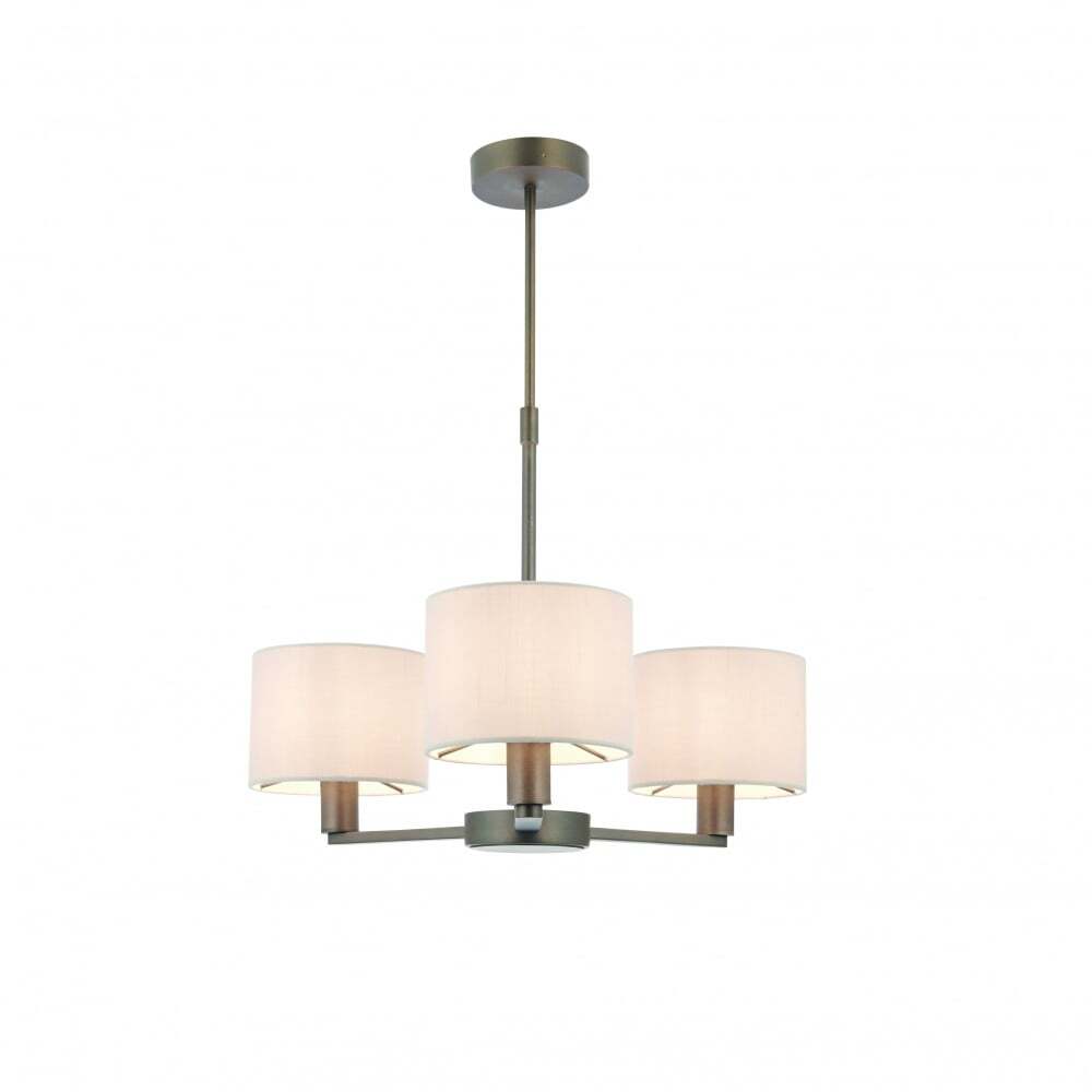 Endon 73016 Daley 3 Light Pendant Dark Antique Bronze Silk Shade