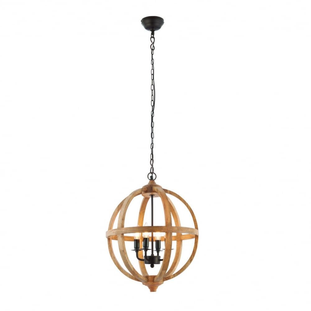 Endon 73575 Toba 4 Light Pendant Mango Wood Dark Bronze