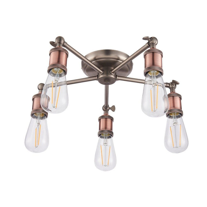 Endon 76336 Hal 5 Light Semi Flush Ceiling Light Aged Pewter