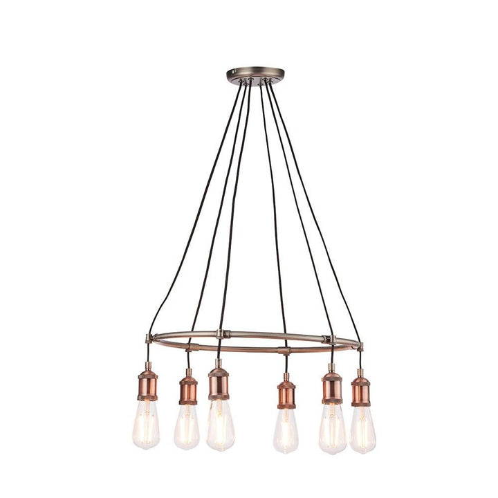 Endon 76337 Hal 6 Light Pendant Aged Pewter