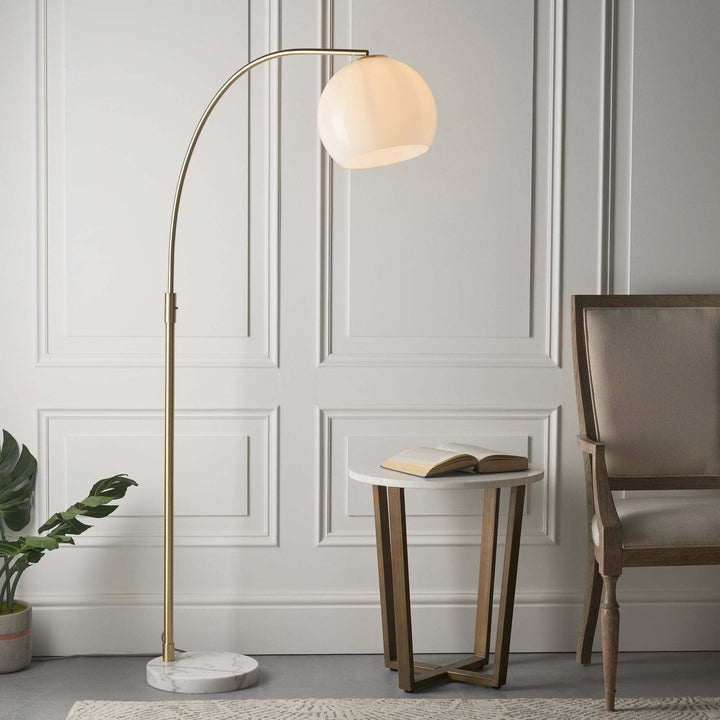 Endon 76613 Otto 1 Light Floor Lamp Brass White Opal