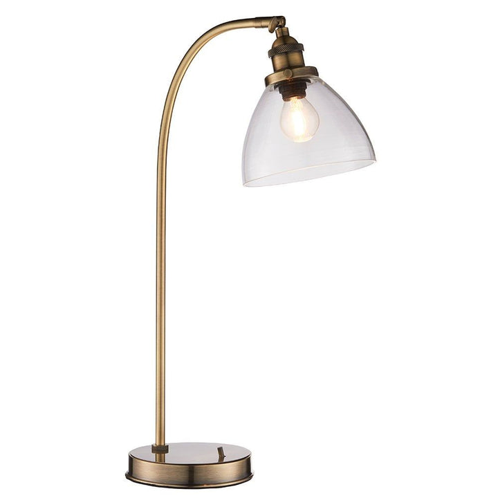 Endon 77859 Hansen 1 Light Table Lamp Antique Brass Plate