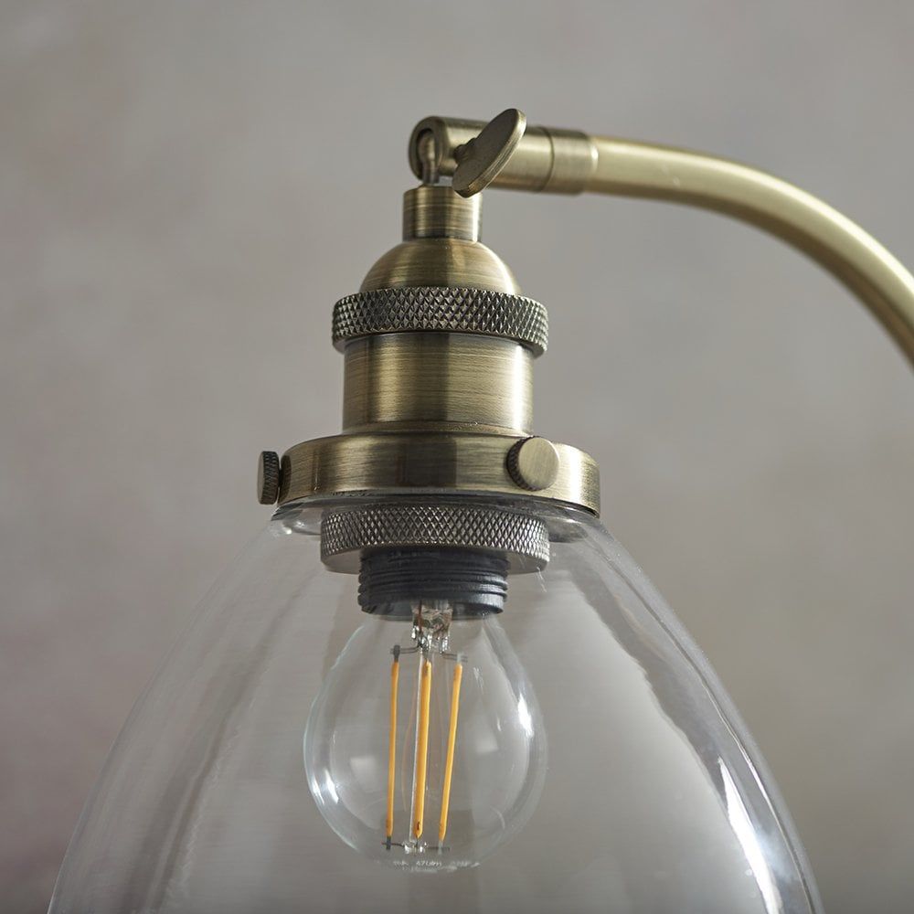 Endon 77859 Hansen 1 Light Table Lamp Antique Brass Plate