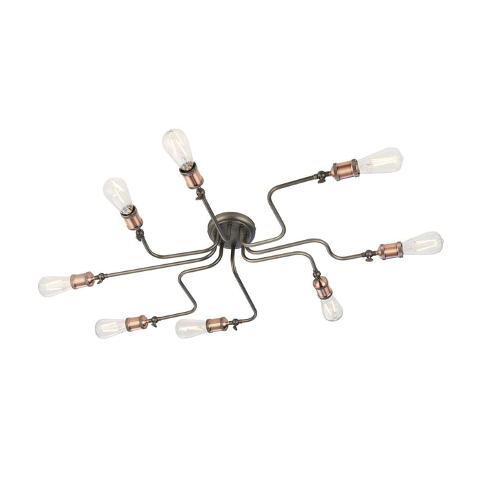 Endon 81610 Hal 8 Light Semi Flush Ceiling Light Copper Pewter