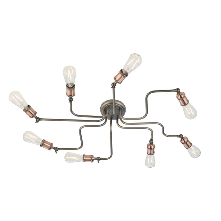 Endon 81610 Hal 8 Light Semi Flush Ceiling Light Copper Pewter