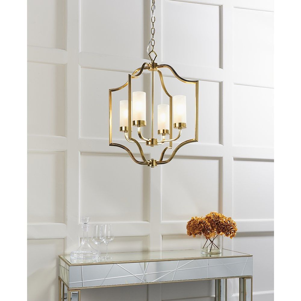 Endon 81914 Edrea 4 Light Pendant Satin Brass