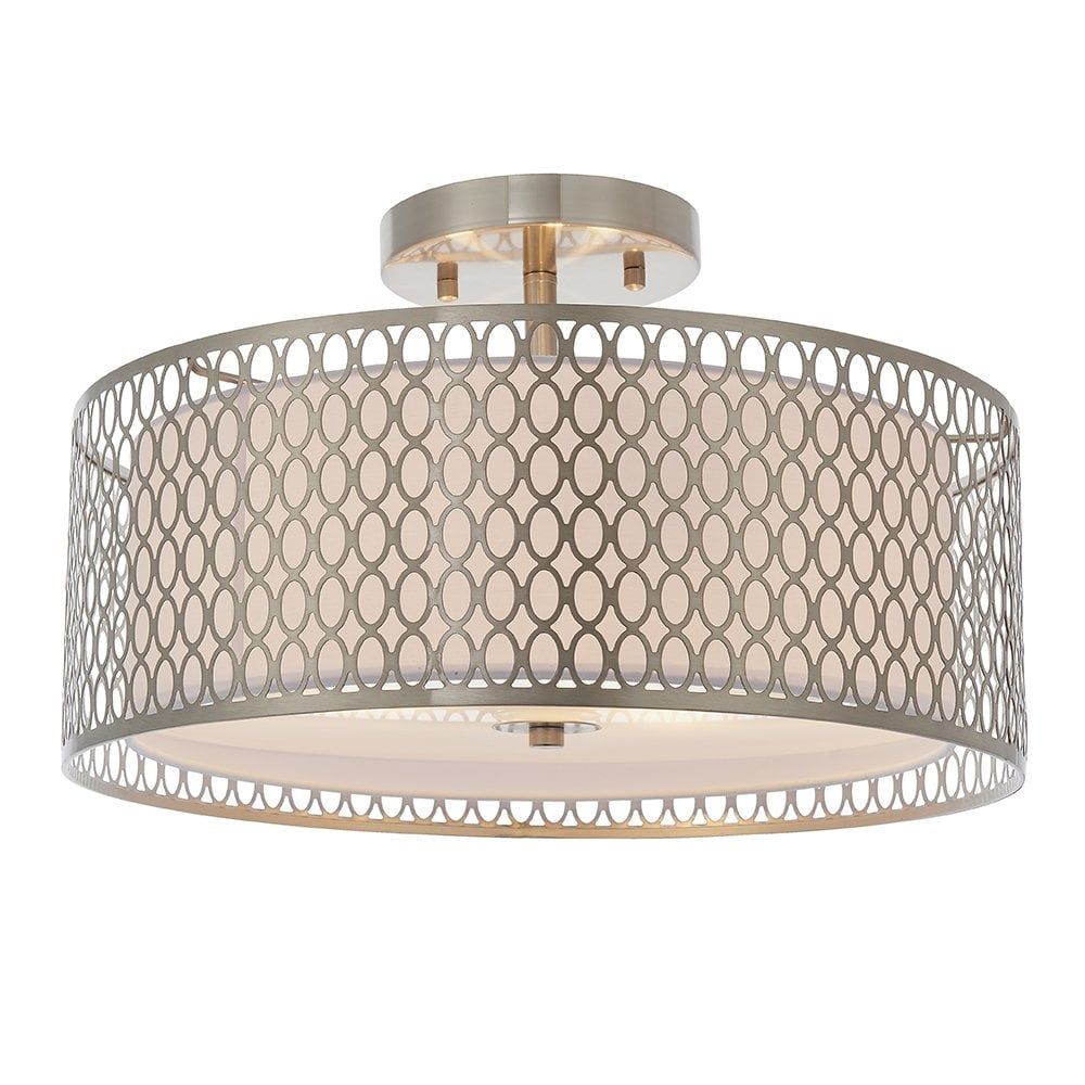 Endon 81966 Cordero 3 Light Flush Ceiling Light Satin Nickel Plate