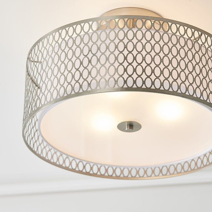 Endon 81966 Cordero 3 Light Flush Ceiling Light Satin Nickel Plate