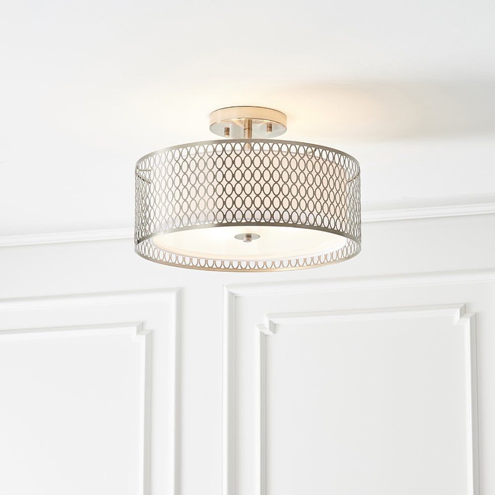 Endon 81966 Cordero 3 Light Flush Ceiling Light Satin Nickel Plate