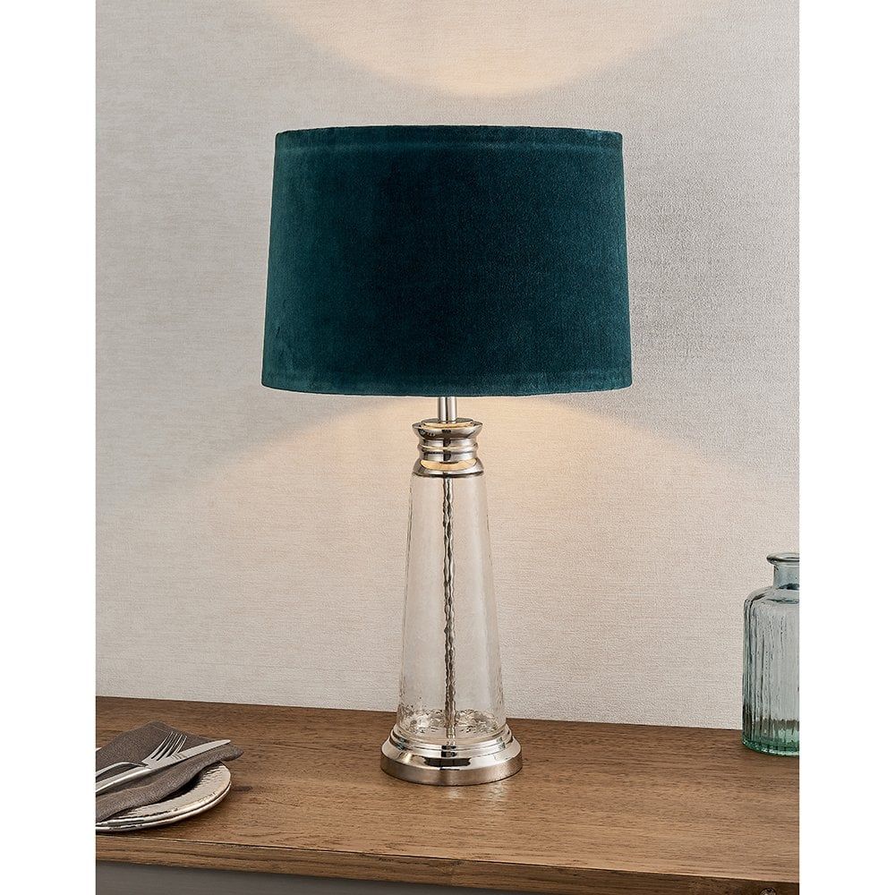 Endon 90545 Winslet 1 Light Table Lamp Clear Hammered Glass