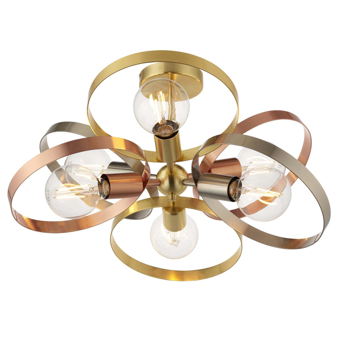 Endon 91935 Hoop 6 Light Semi Flush Ceiling Light Brass Nickel Copper –  Solihull Lighting