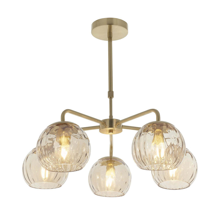 Endon 91969 Dimple 5 Light Pendant Brass Champagne