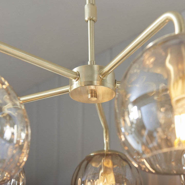 Endon 91969 Dimple 5 Light Pendant Brass Champagne