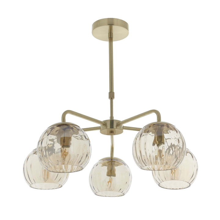 Endon 91969 Dimple 5 Light Pendant Brass Champagne