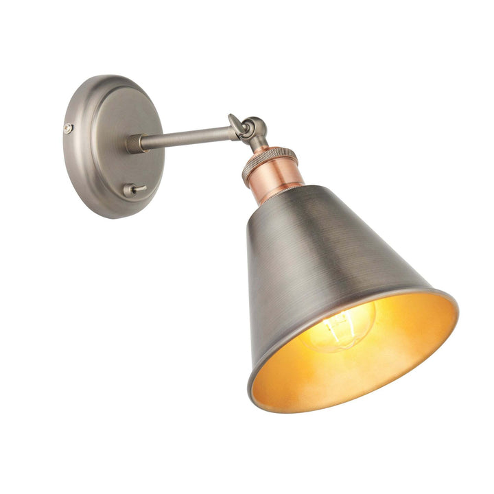 Endon 92866 Hal 1 Light Wall Light Pewter Copper