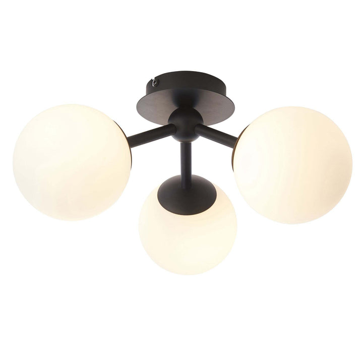 Endon 93489 Pulsa 3 Light Bathroom Semi Flush Ceiling Light Black White