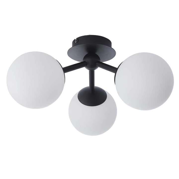 Endon 93489 Pulsa 3 Light Bathroom Semi Flush Ceiling Light Black White