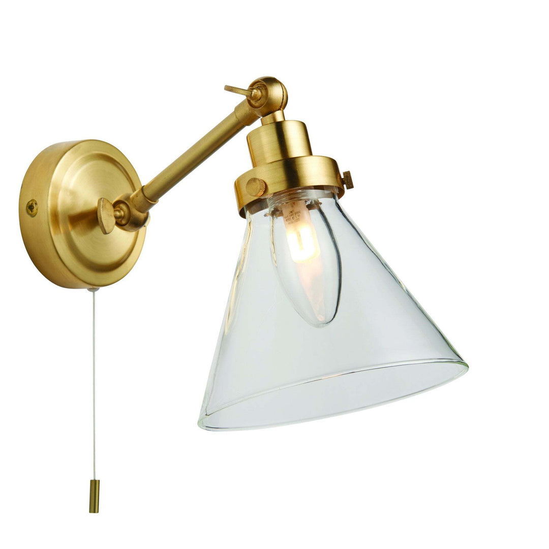 Endon 93854 Faraday 1 Light Bathroom Wall Light Brass Clear