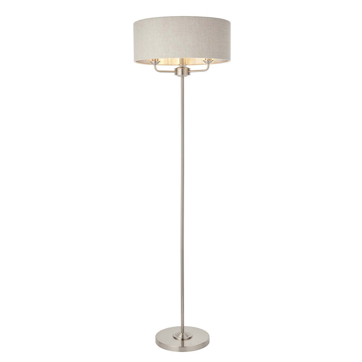 Endon 94359 Highclere 3 Light Floor Lamp Chrome Linen