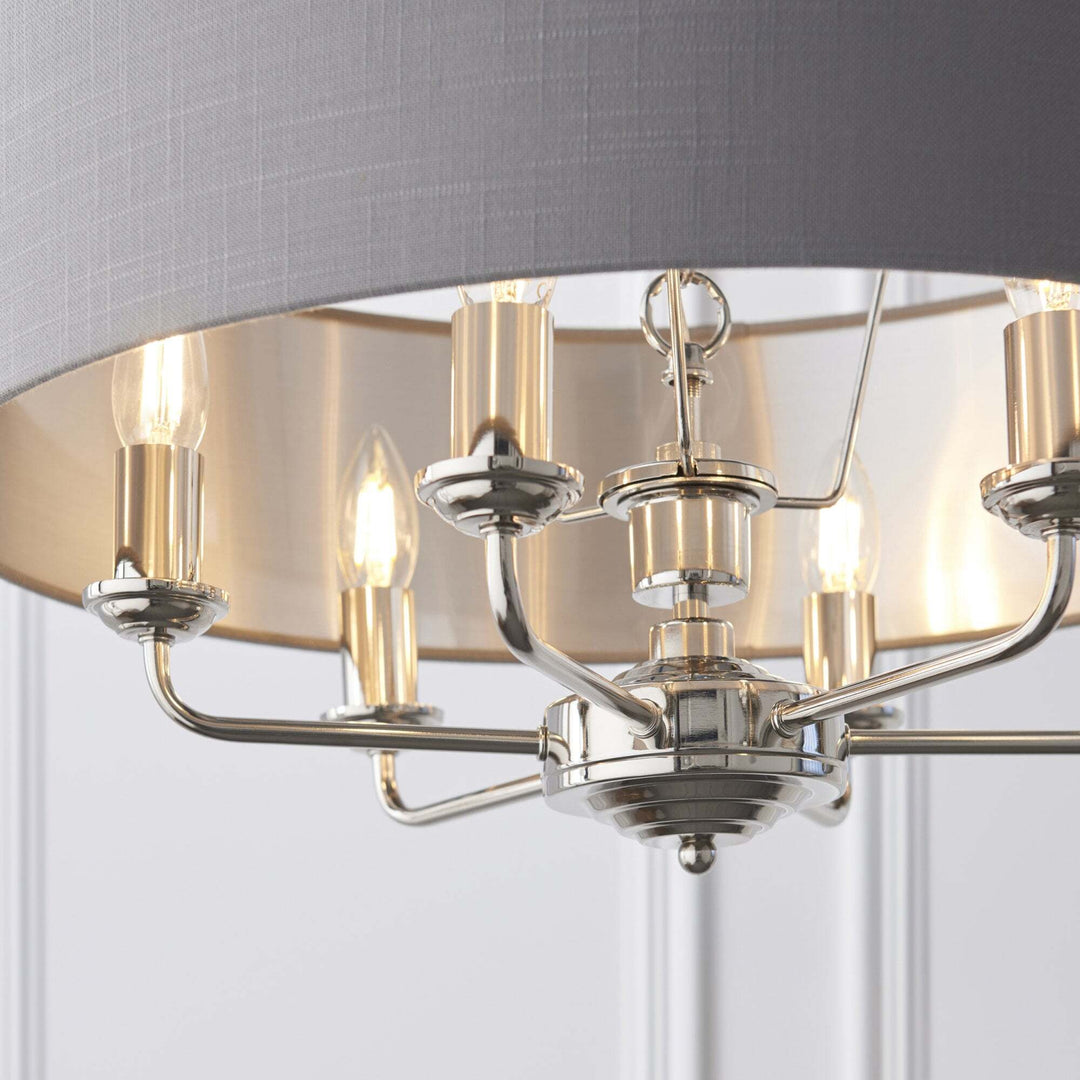 Endon 94373 Highclere 6 Light Pendant Nickel Grey