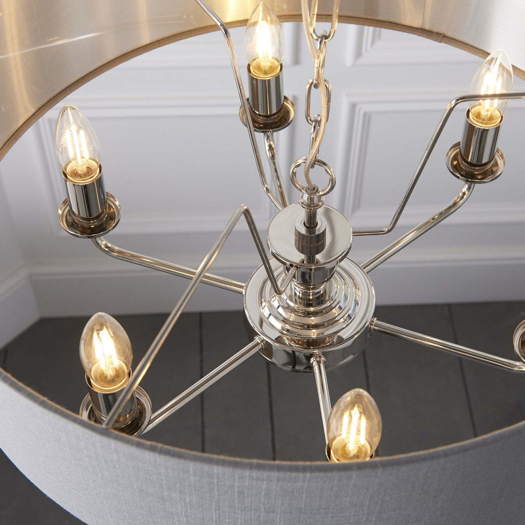 Endon 94373 Highclere 6 Light Pendant Nickel Grey