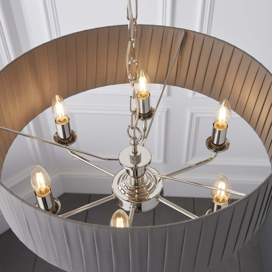 Endon 94397 Highclere 6 Light Pendant Nickel Grey