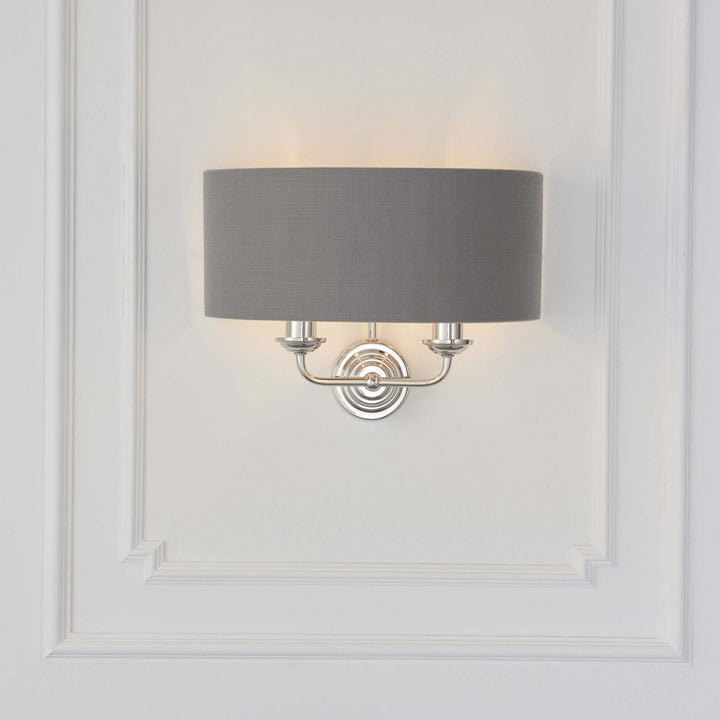 Endon 94406 Highclere 2 Light Wall Light Nickel Grey