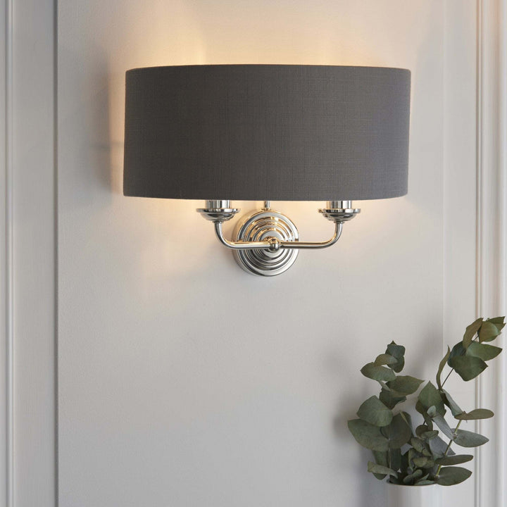 Endon 94406 Highclere 2 Light Wall Light Nickel Grey