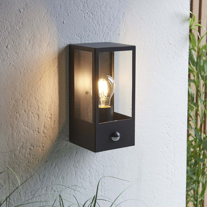 Endon 94995 Oxford PIR 1 Light Outdoor Wall Light Black Clear