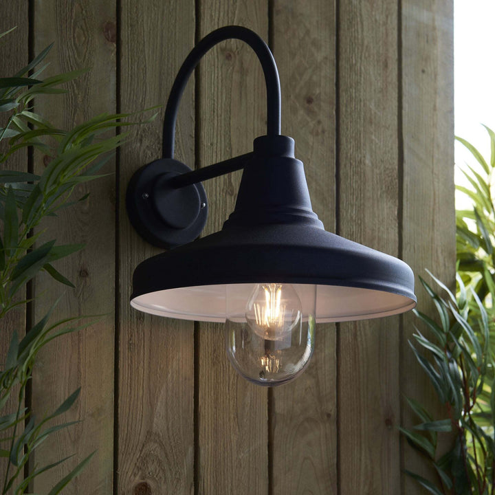 Endon 95899 Farmhouse 1 Light Outdoor Wall Light Black Clear