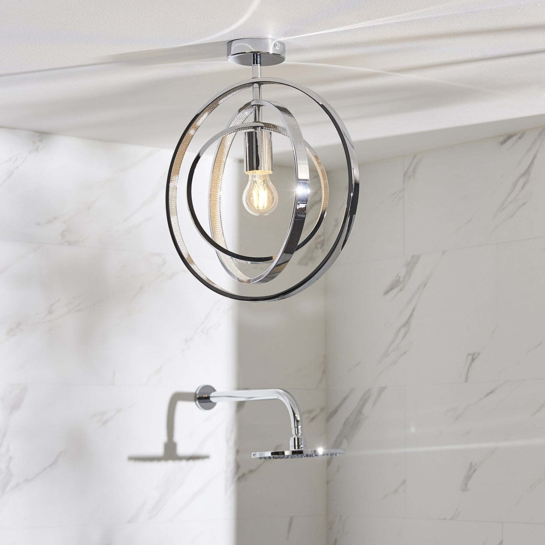 Endon 96000 Merola 1 Light Bathroom Semi Flush Ceiling Light Chrome Acrylic