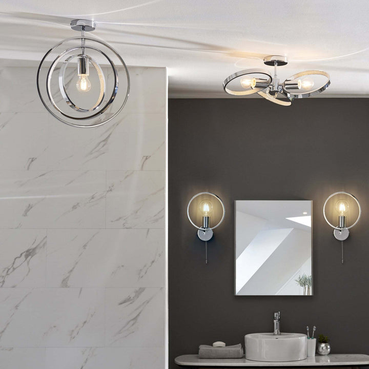 Endon 96001 Merola 3 Light Bathroom Semi Flush Ceiling Light Chrome Acrylic