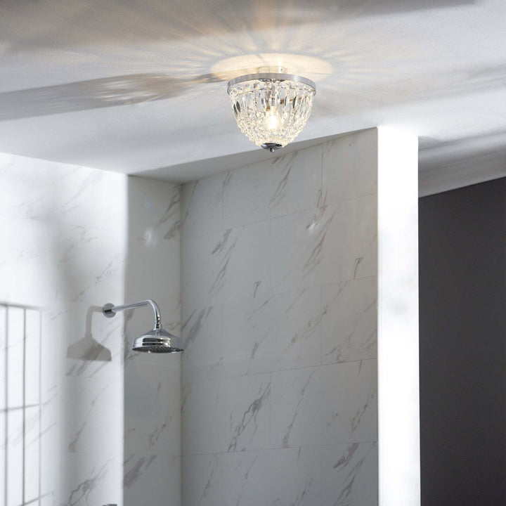 Endon 96005 Iona 1 Light Bathroom Flush Ceiling Light Chrome Crystal