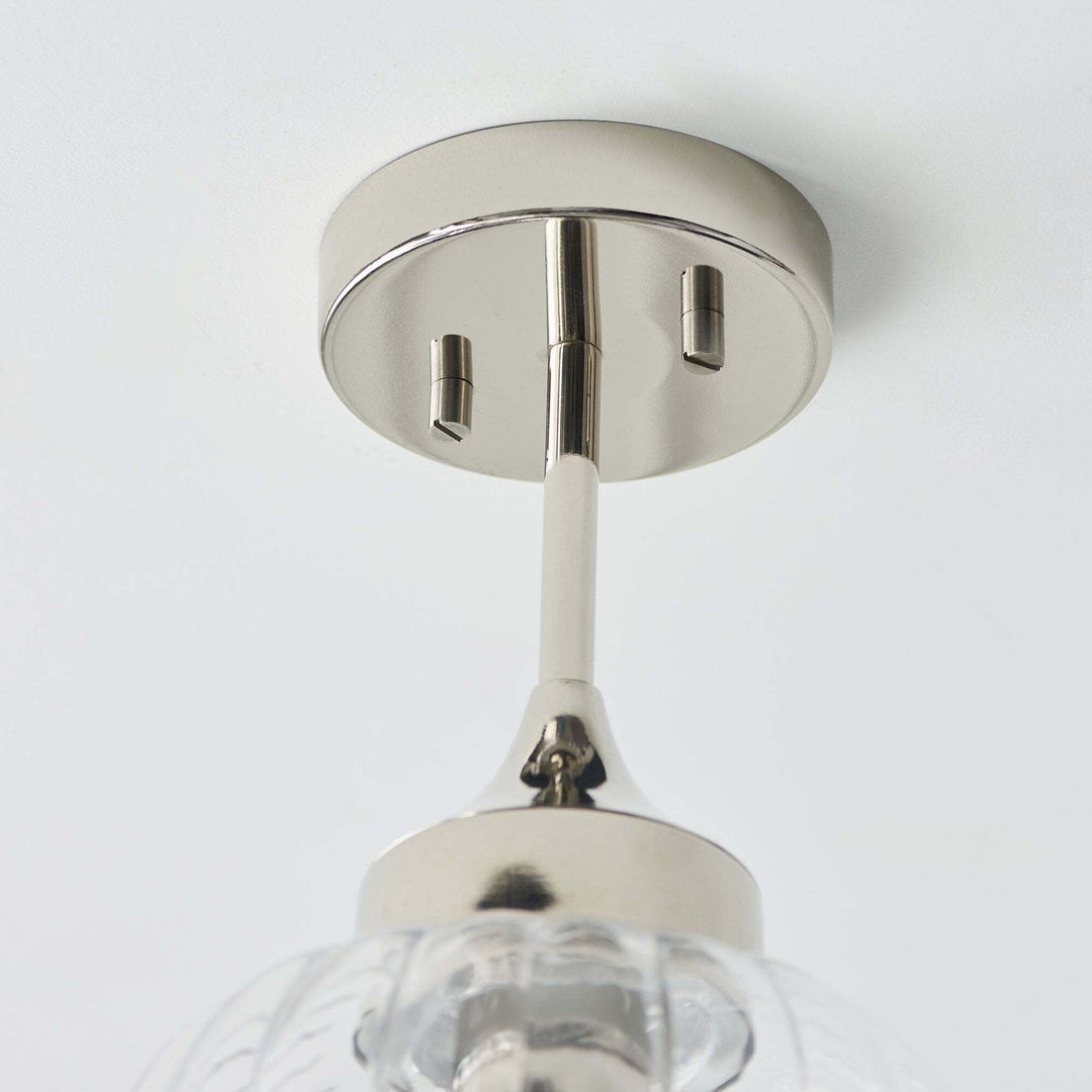 Endon 96169 Addington 1 Light Semi Flush Ceiling Light Nickel Clear