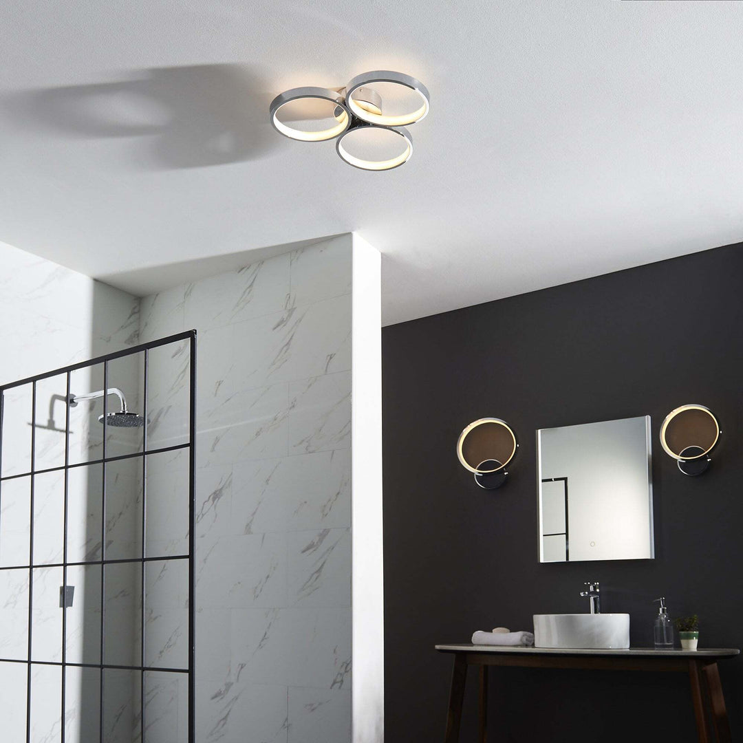 Endon 96473 Radius LED 3 Light Bathroom Semi Flush Ceiling Light Chrome White