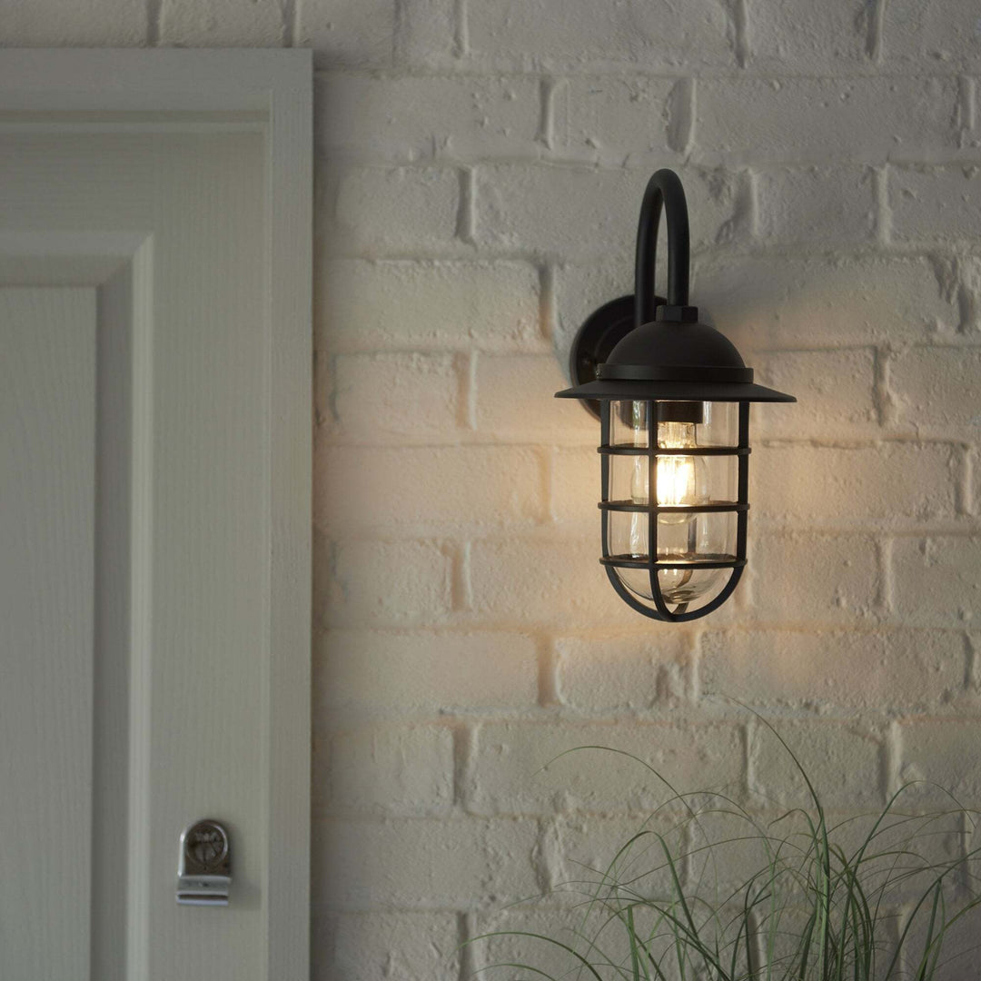 Endon 96907 Port 1 Light Outdoor Wall Light Black Clear