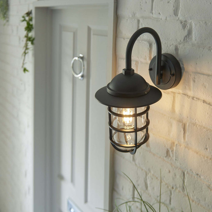 Endon 96907 Port 1 Light Outdoor Wall Light Black Clear