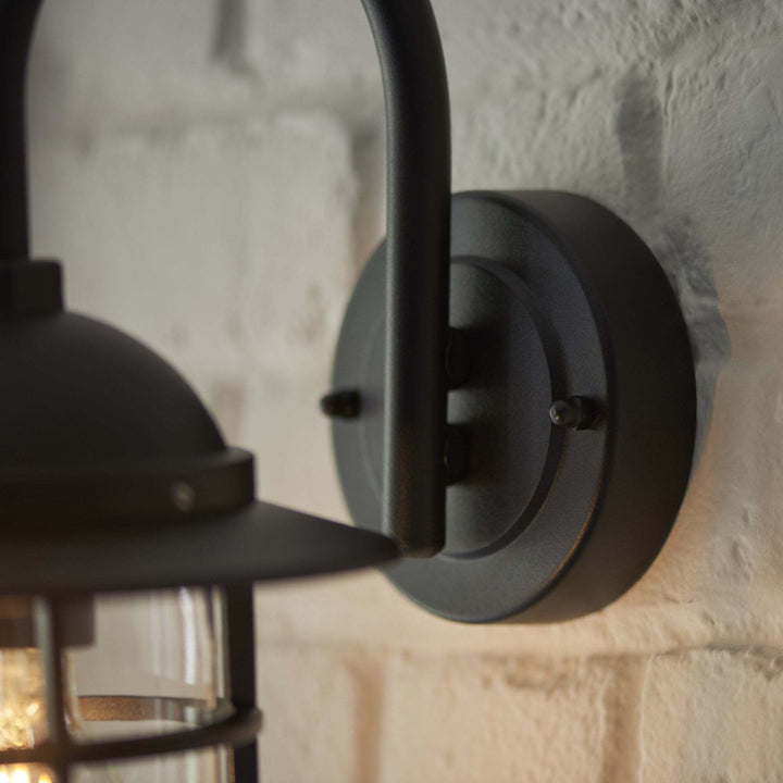 Endon 96907 Port 1 Light Outdoor Wall Light Black Clear