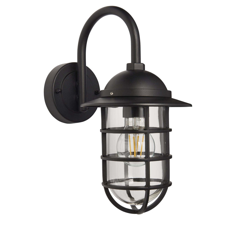 Endon 96907 Port 1 Light Outdoor Wall Light Black Clear