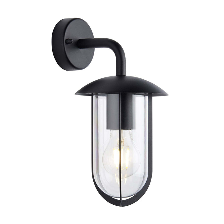 Endon 96922 | Quinn Outdoor Wall Light | Black with Clear Shade