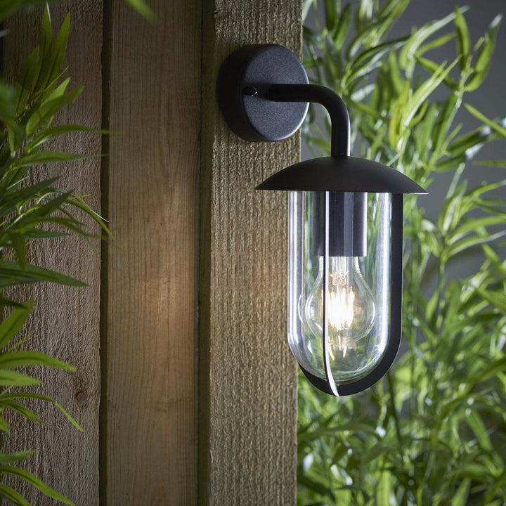 Endon 96922 | Quinn Outdoor Wall Light | Black with Clear Shade