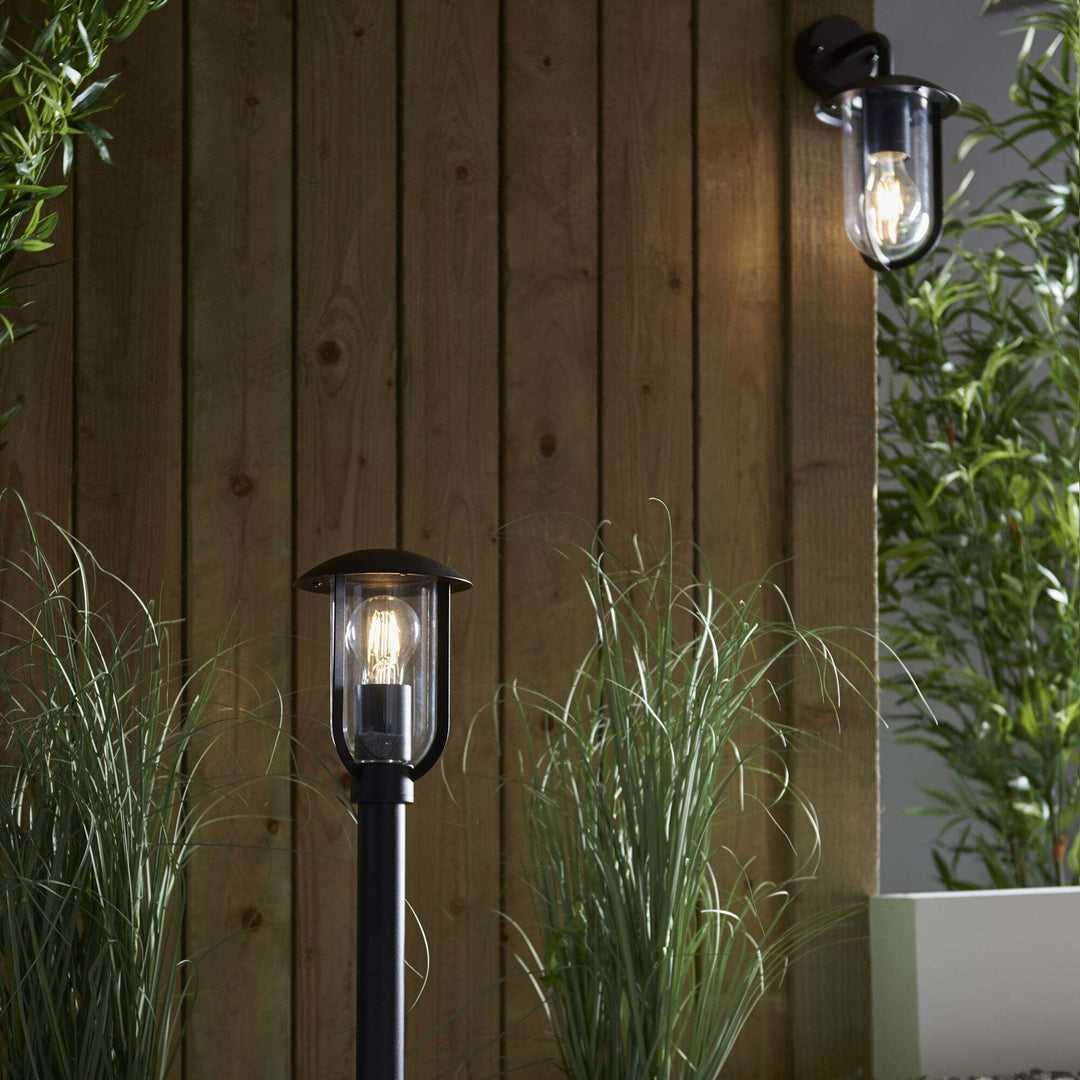 Endon 96922 | Quinn Outdoor Wall Light | Black with Clear Shade