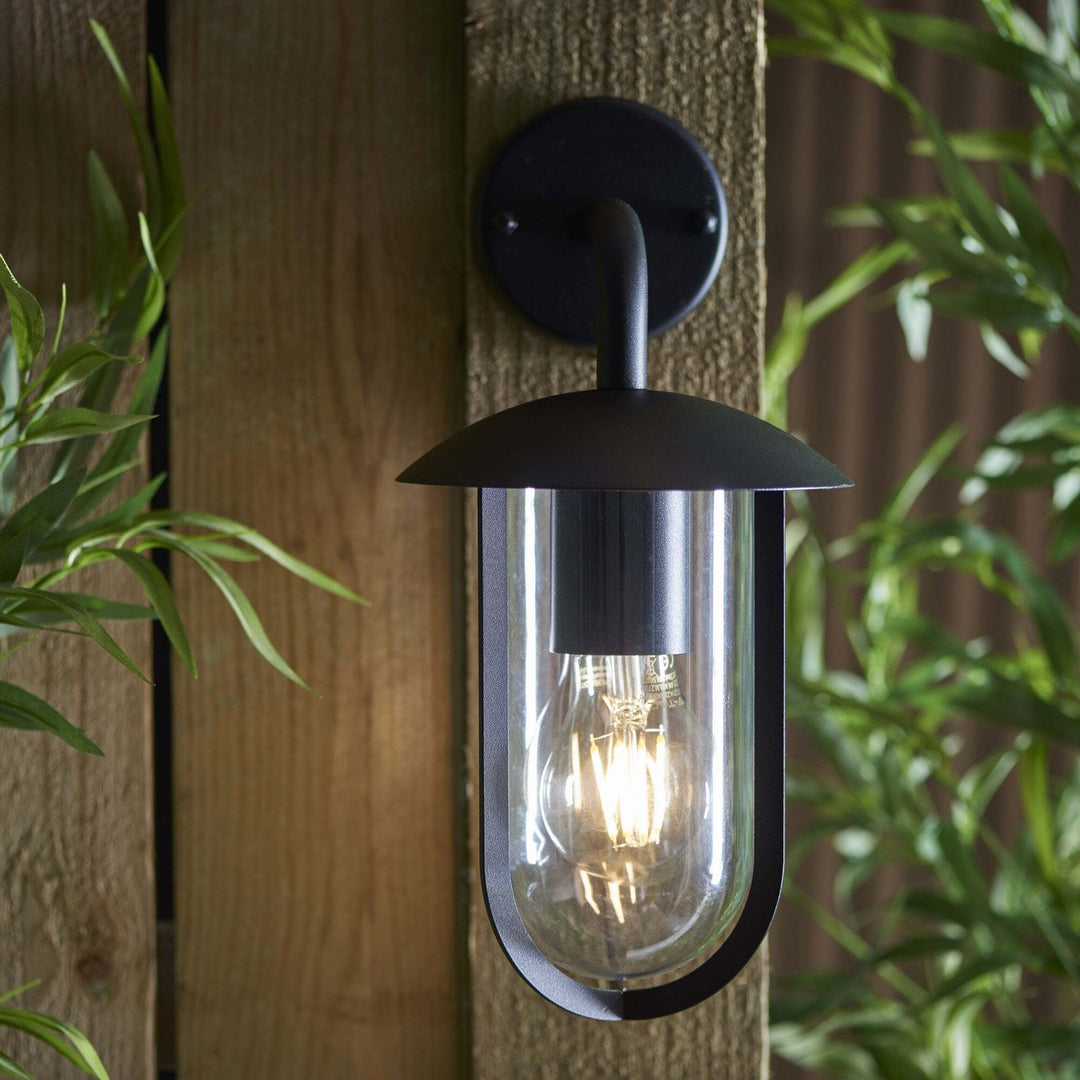 Endon 96922 | Quinn Outdoor Wall Light | Black with Clear Shade