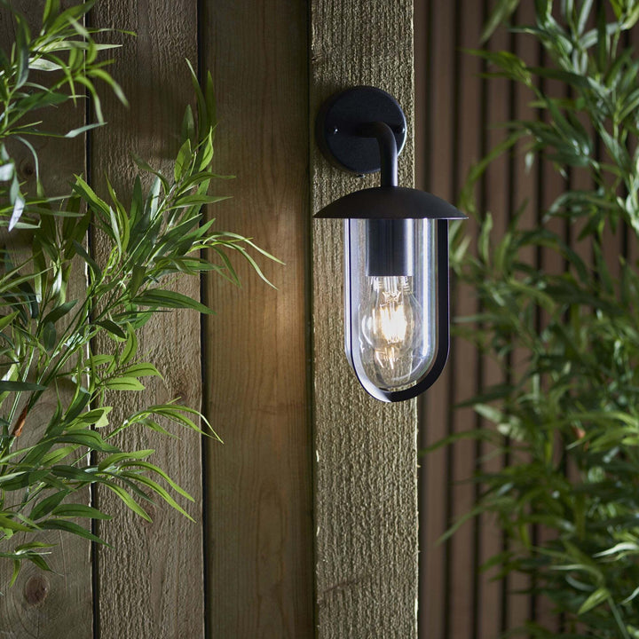 Endon 96922 | Quinn Outdoor Wall Light | Black with Clear Shade