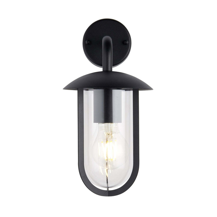 Endon 96922 | Quinn Outdoor Wall Light | Black with Clear Shade